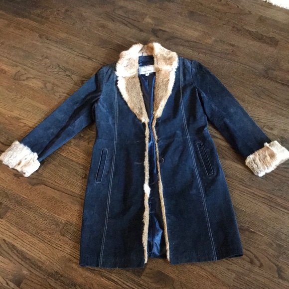 Vintage Penny Lane Blue Suede Coat 
